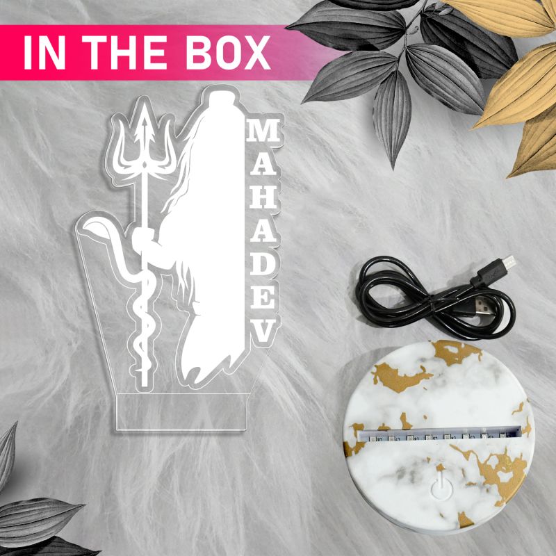 3D Illusion Mahadev text Night lamp with Warm White Led Light Temple, Home, Decor Lamp  Gift for Festival